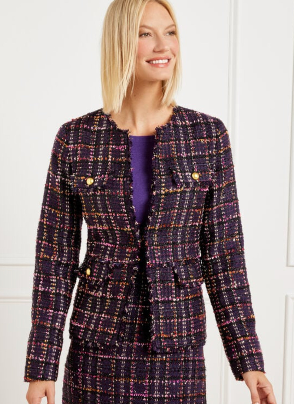 NEW TALBOTS MIDNIGHT SPARKLE TWEED JACKET SIZE 10